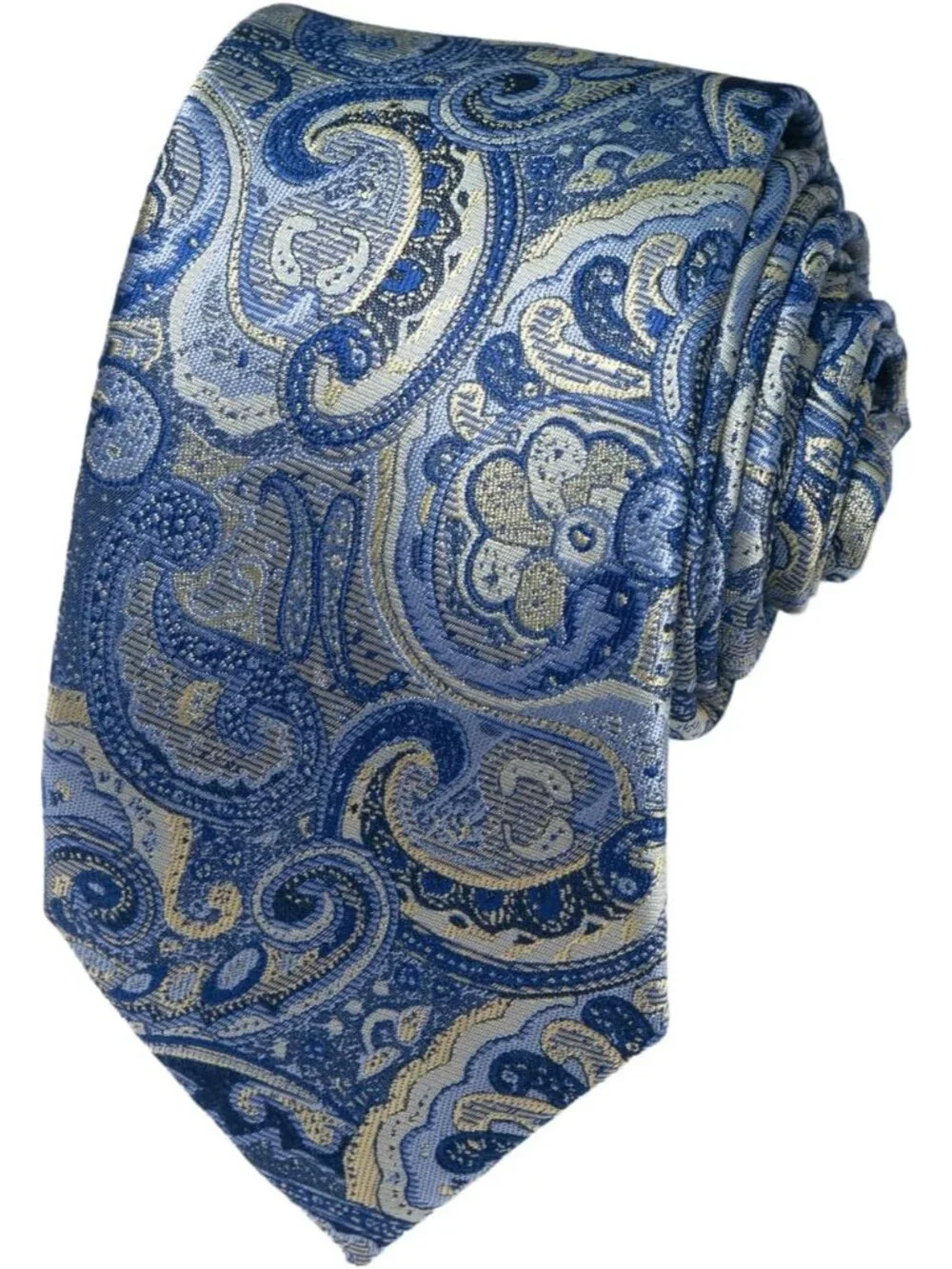 Men's Royal & Gold 100%Microfiber Paisley Jacquard Formal Necktie For Business